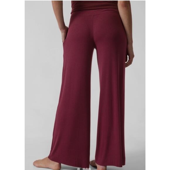 Athleta Well Rested Rib Sleep Wide Leg Pants Women XL Purple Stretch Light Soft - Picture 2 of 12